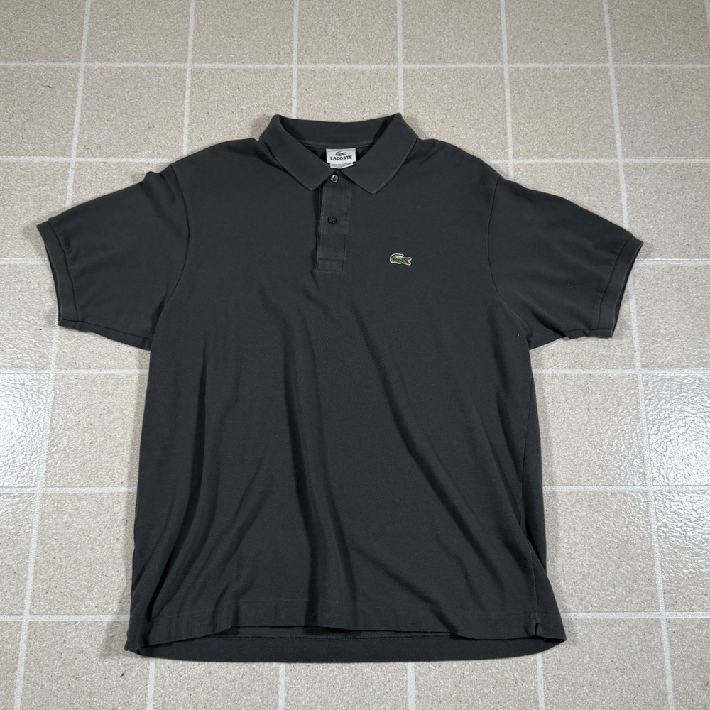 Lacoste Polo Shirt Mens XL Gray Solid Classic Fit Short Sleeve Casual Logo